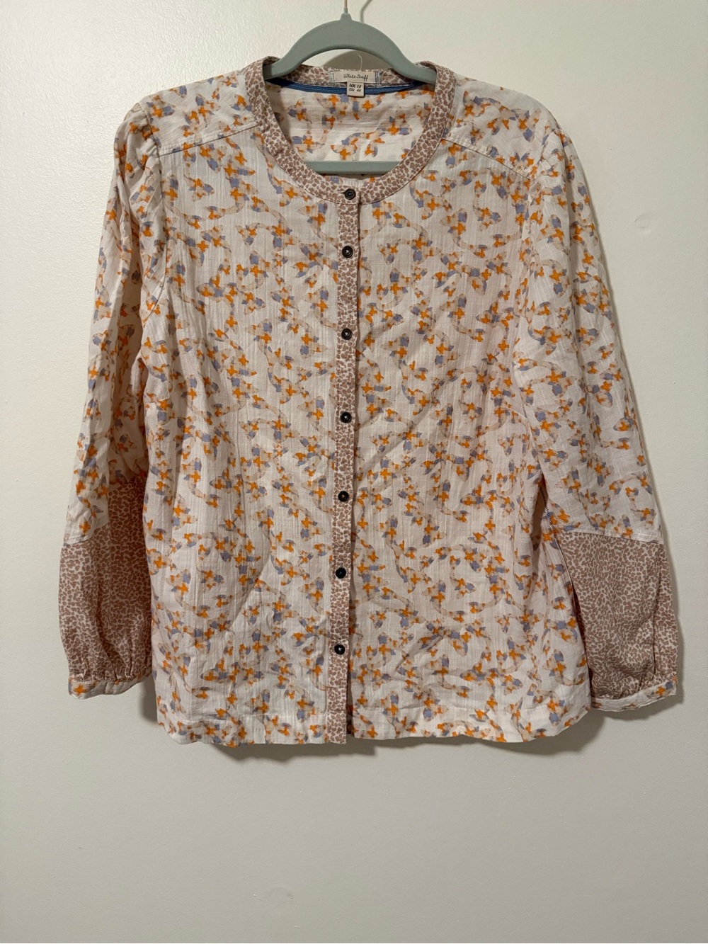 Women’s UK brand “white Stuff” Floral Button-Front Top - Cream & Brown